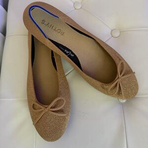 Rothy's Women's Brown Ballet Flats with Blue Trim